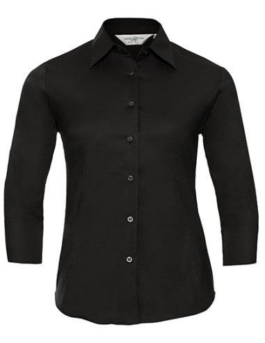 RUS-0R946F0-Ladies' Long Sleeve Classic Pure Cotton Poplin Shirt